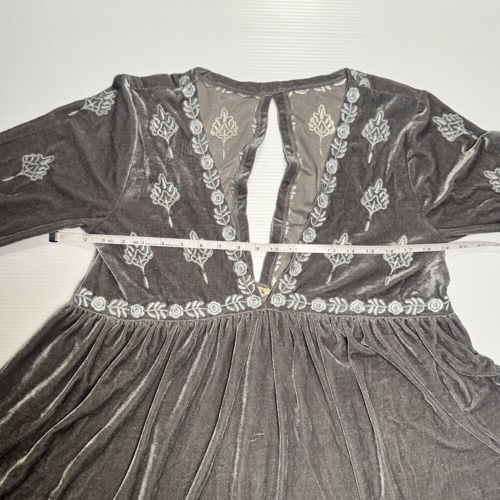POL Velvet Tunic Silver Gray Women’s Medium Boho Fairy Cottage Festival Babydoll - Picture 14 of 16